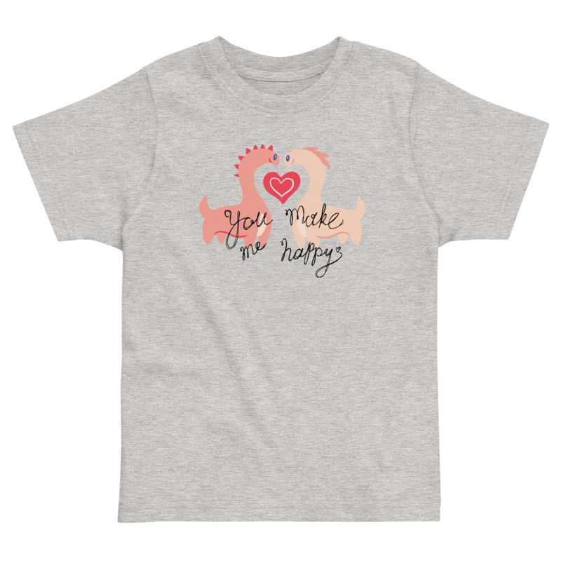 Valentine's You Make Me Happy Dinosaurs Toddler Tee