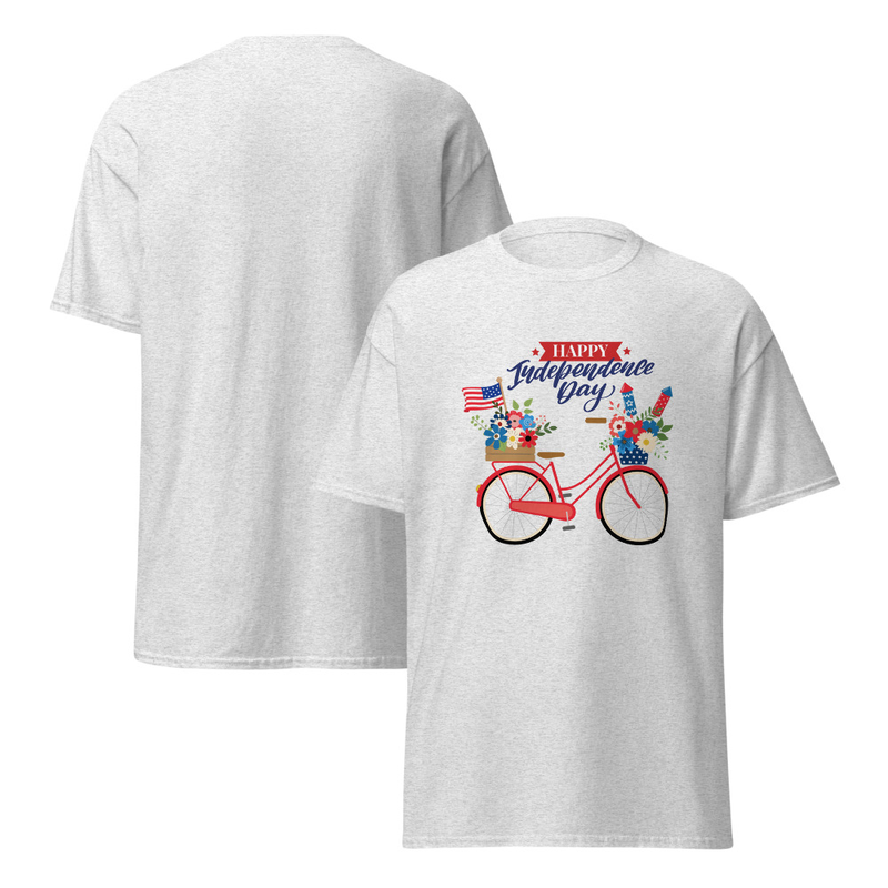 Independence Bike with Flowers Adult Unisex Tee