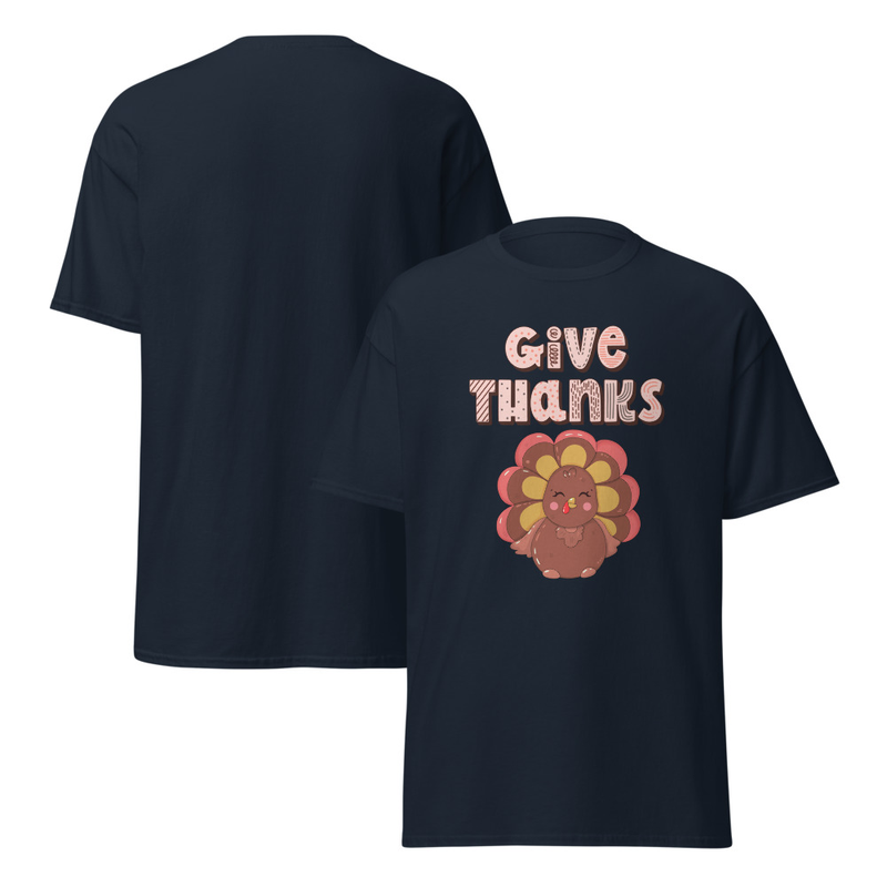 Thanksgiving Give Thanks Cute Turkey Adult Unisex Tee