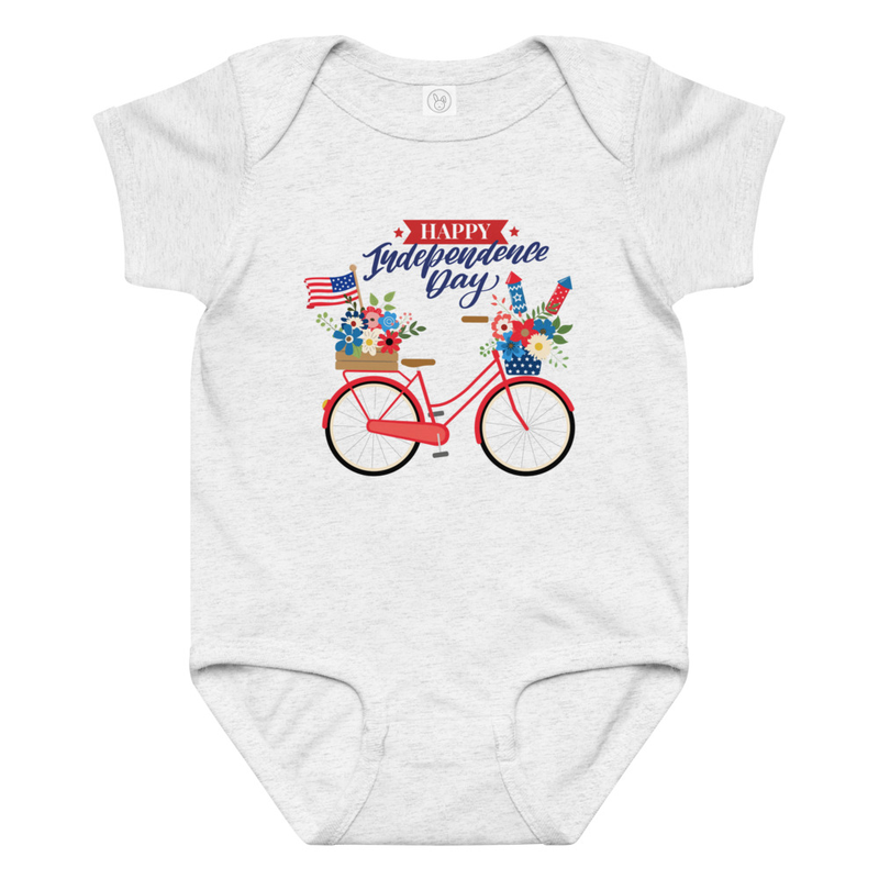 Independence Bike with Flowers Baby Bodysuit