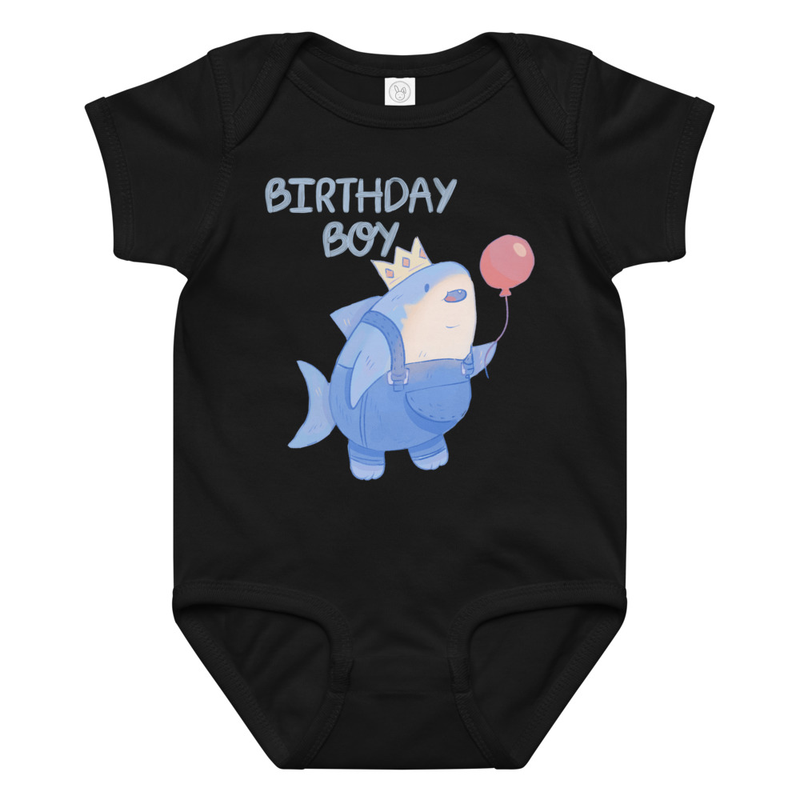 Birthday Boy Shark Baby Bodysuit