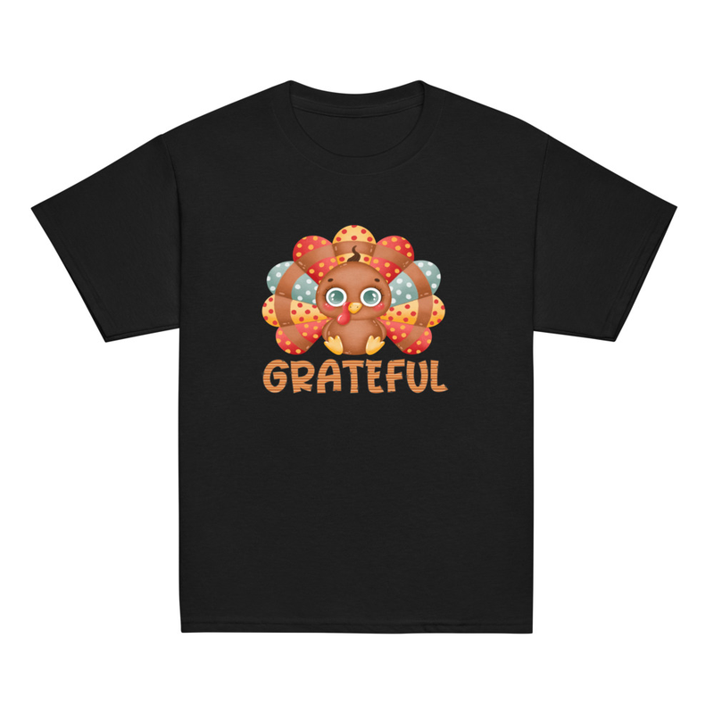 Thanksgiving Grateful Cute Turkey Youth Tee