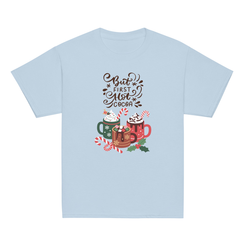 Christmas But First Hot Cocoa Youth Tee