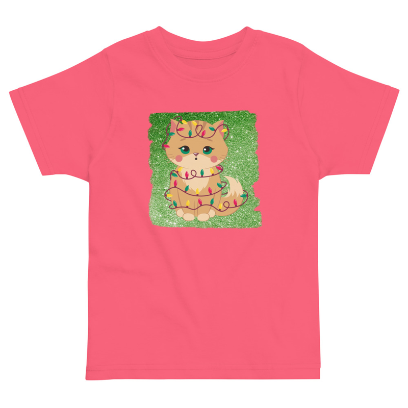 Christmas Kitten in Tangled Lights Toddler Tee
