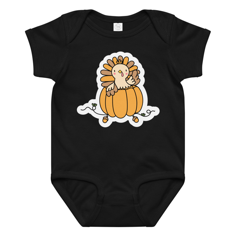 Thanksgiving Turkey in a Pumpkin Baby Bodysuit