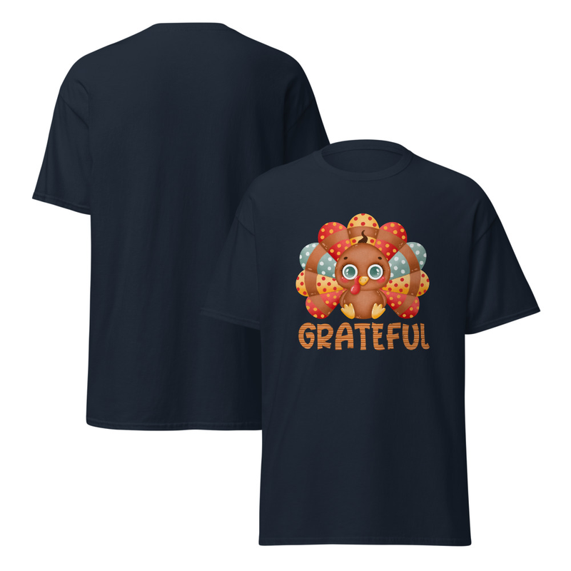 Thanksgiving Grateful Cute Turkey Adult Unisex Tee