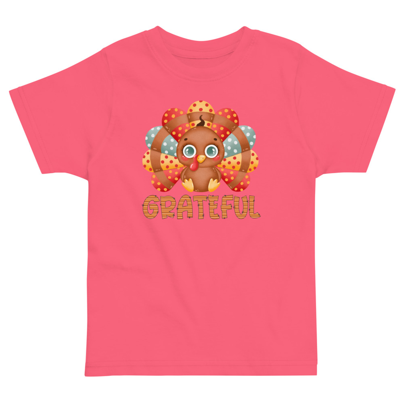 Thanksgiving Grateful Cute Turkey Toddler Tee