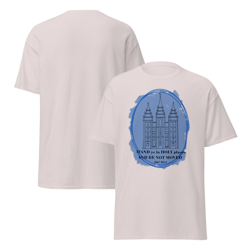 Stand Ye in Holy Places with Salt Lake Temple Adult Unisex Tee
