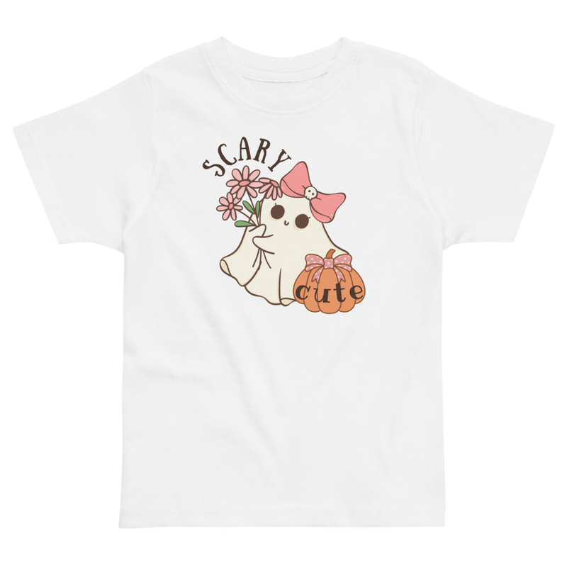 Halloween Scary Cute Ghost with Bow Toddler Tee