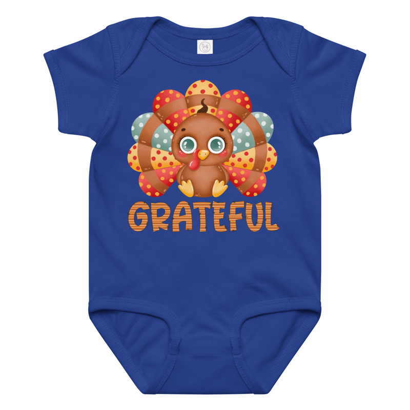 Thanksgiving Grateful Cute Turkey Baby Bodysuit