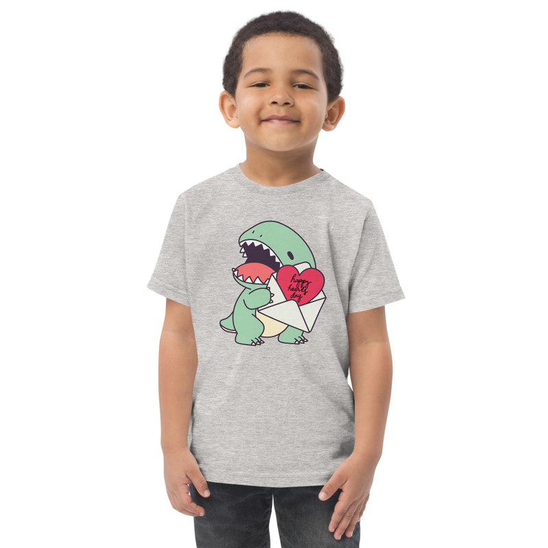 Valentine's Dino Happy Hearts Day Toddler Tee