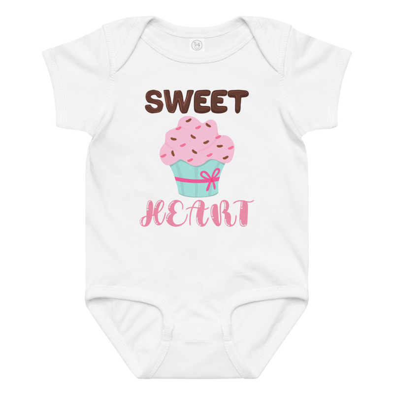 Valentine's Sweet Heart Cupcake Baby Bodysuit