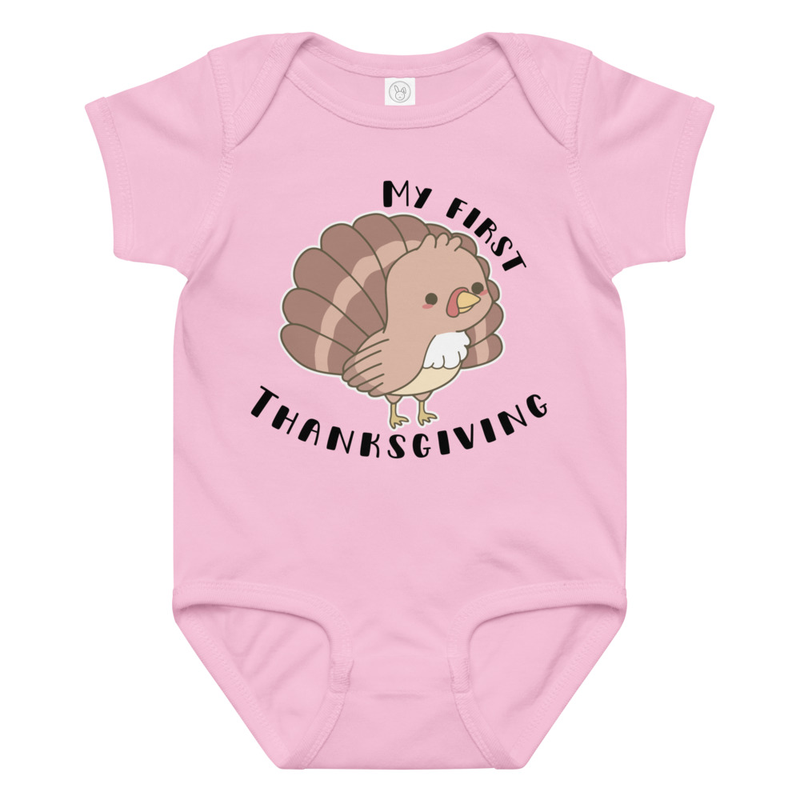 My First Thanksgiving Cute Turkey Baby Bodysuit