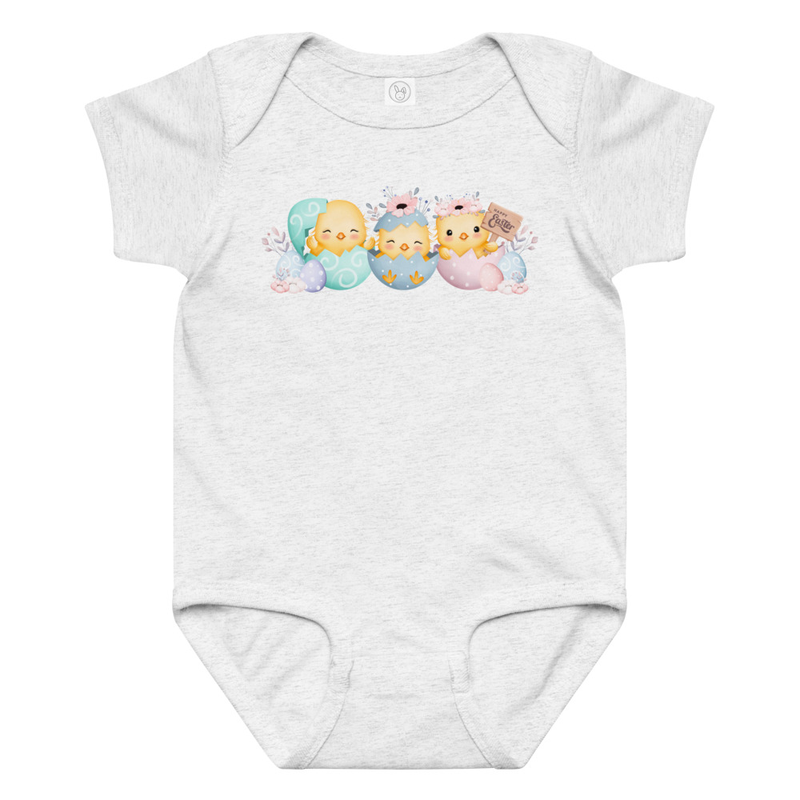 Easter Baby Chicks Holding Sign Baby Bodysuit