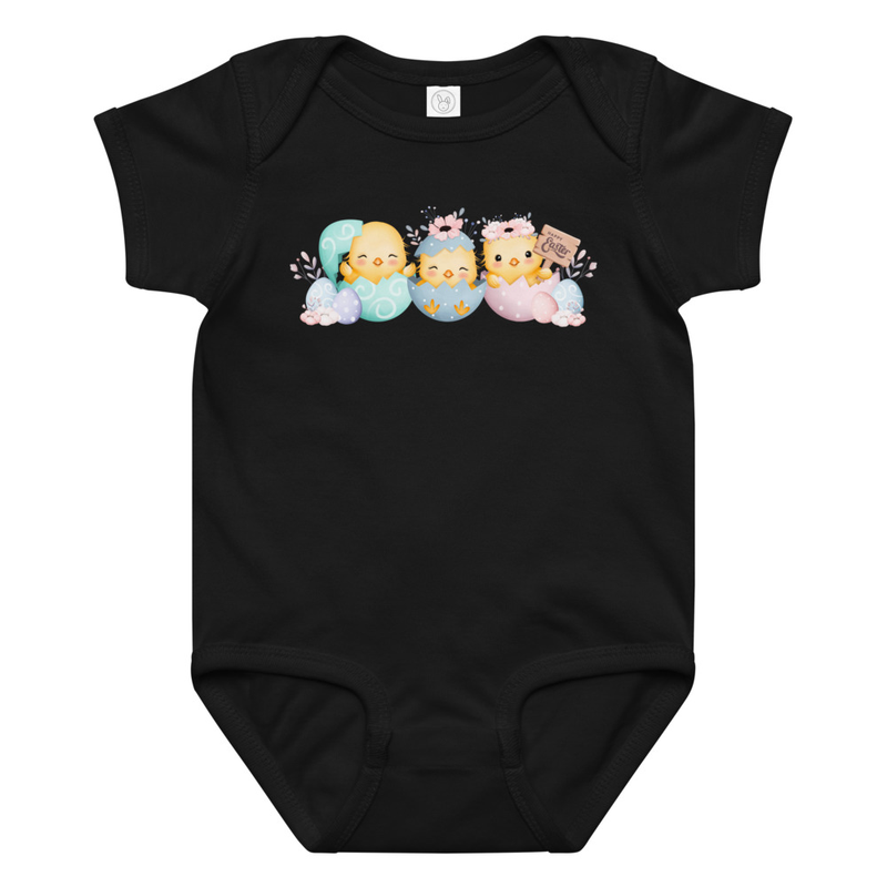 Easter Baby Chicks Holding Sign Baby Bodysuit