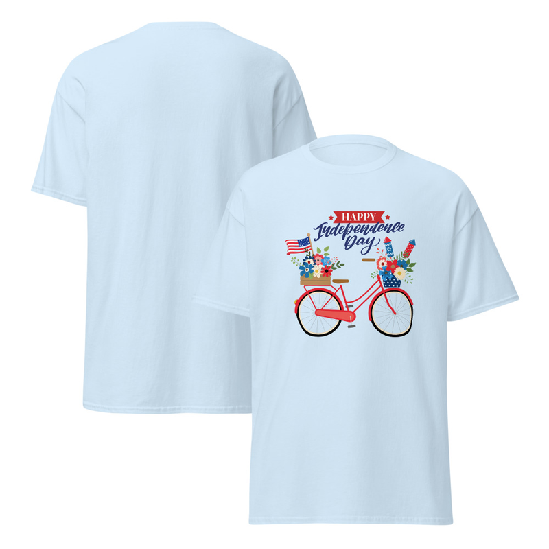 Independence Bike with Flowers Adult Unisex Tee