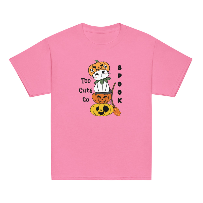 Halloween Too Cute to Spook Cat with Pumpkins Youth Tee