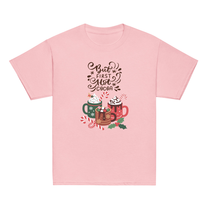 Christmas But First Hot Cocoa Youth Tee