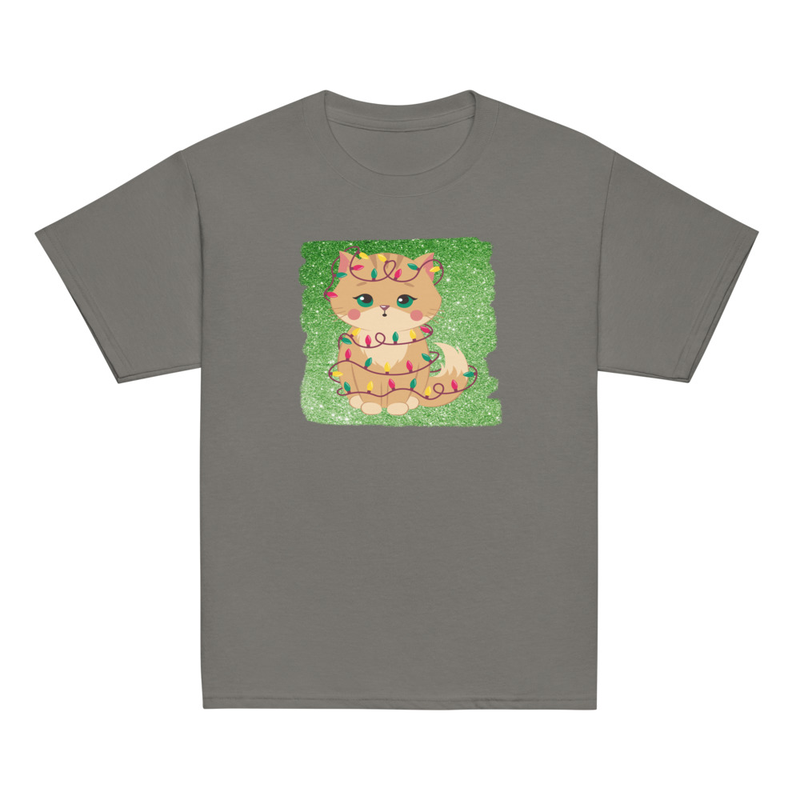 Christmas Kitten in Tangled Lights Youth Tee