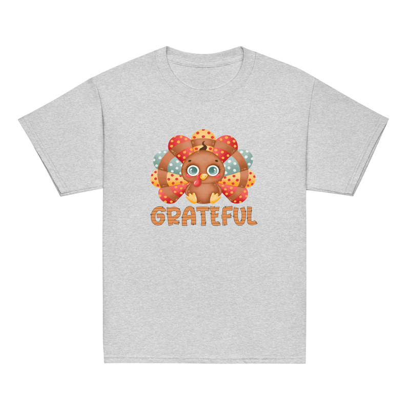 Thanksgiving Grateful Cute Turkey Youth Tee