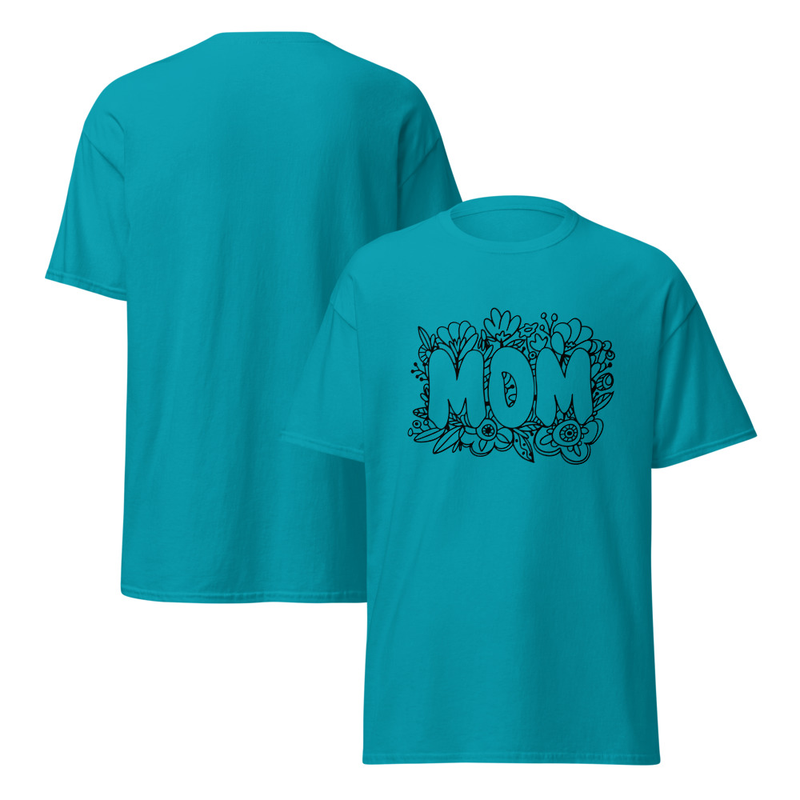 Mom Flowers Black and White Adult Unisex Tee