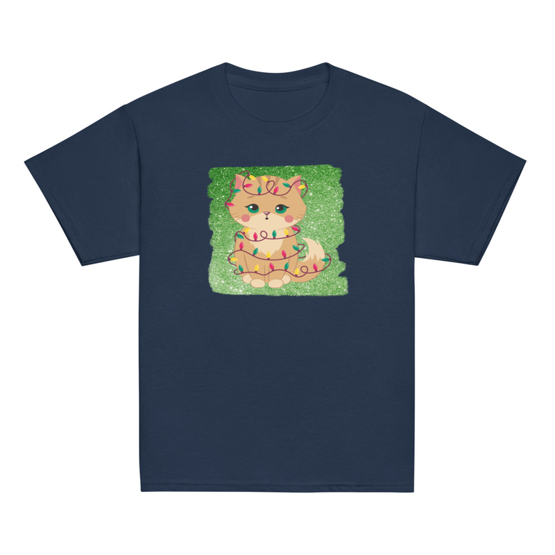 Christmas Kitten in Tangled Lights Youth Tee