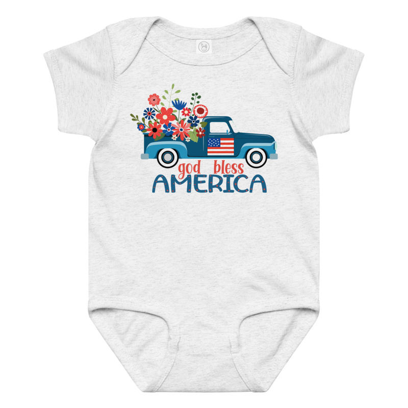 Independence God Bless America Truck Baby Bodysuit