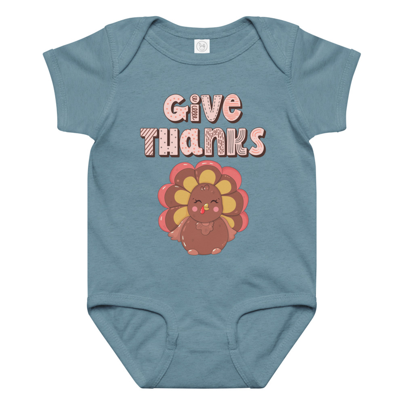Thanksgiving Give Thanks Cute Turkey Baby Bodysuit