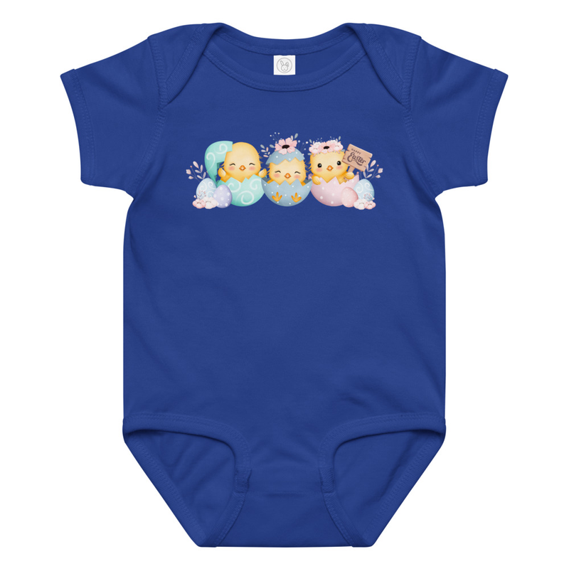 Easter Baby Chicks Holding Sign Baby Bodysuit