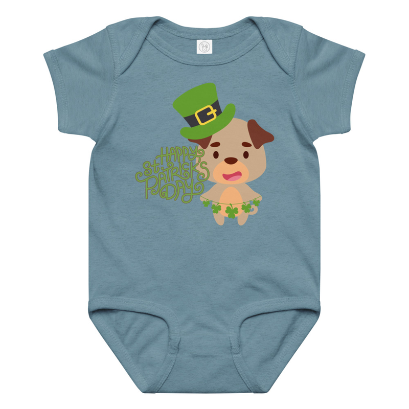 St. Patrick's Dog with Hat Baby Bodysuit