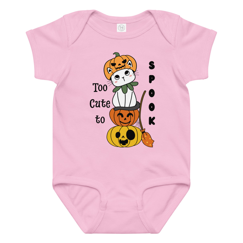 Halloween Too Cute to Spook Cat with Pumpkins Baby Bodysuit