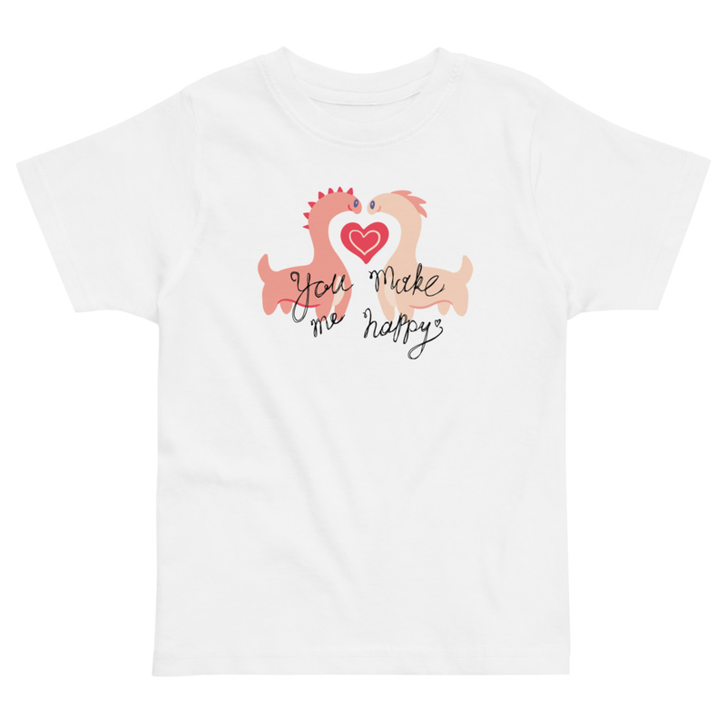 Valentine's You Make Me Happy Dinosaurs Toddler Tee