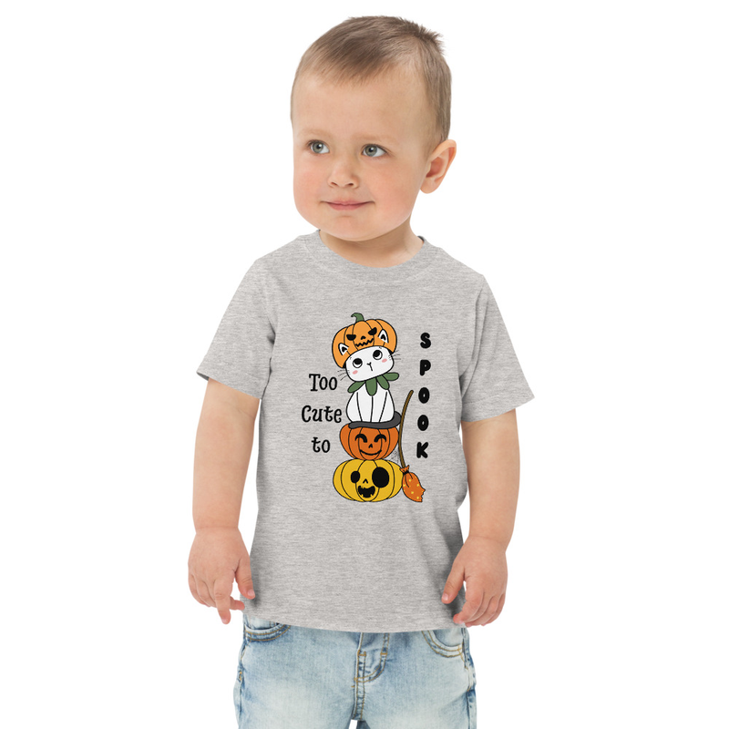 Halloween Too Cute to Spook Cat with Pumpkins Toddler Tee
