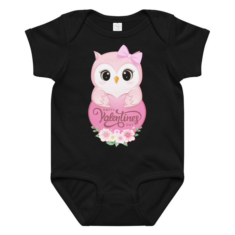 Valentine's Owl with Heart Baby Bodysuit