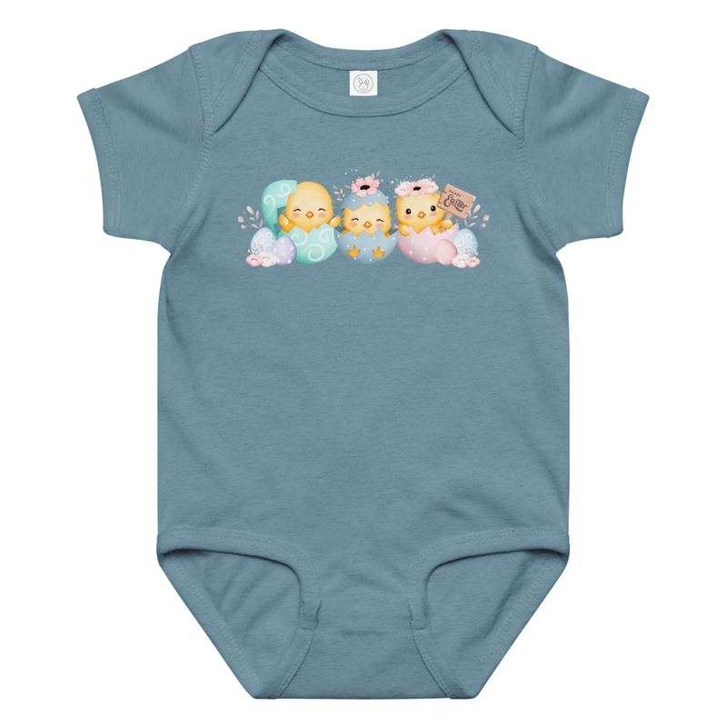 Easter Baby Chicks Holding Sign Baby Bodysuit