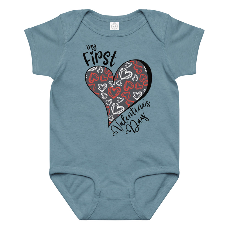 My First Valentine's Day Heart Baby Bodysuit