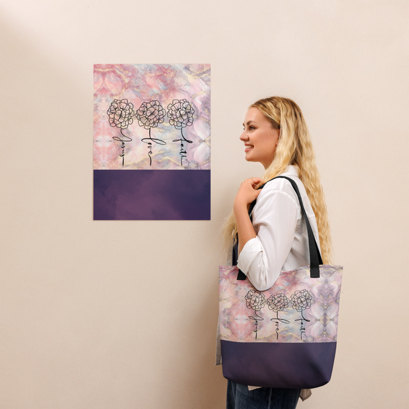 Faith Love Jesus Marble Tote Bag