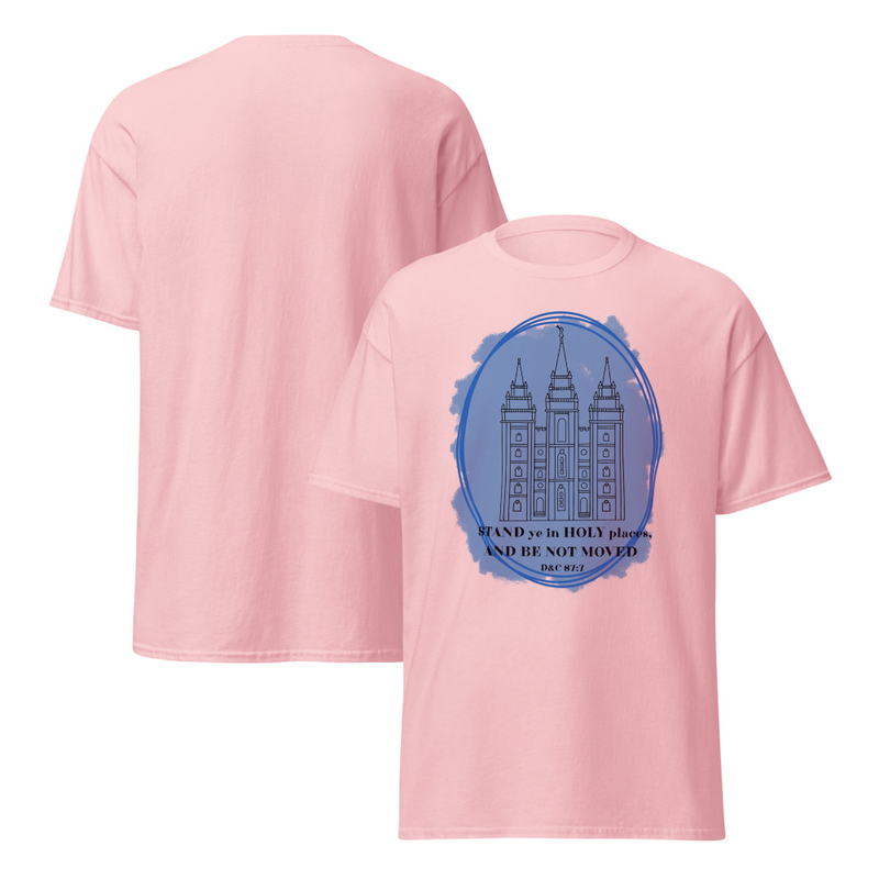 Stand Ye in Holy Places with Salt Lake Temple Adult Unisex Tee