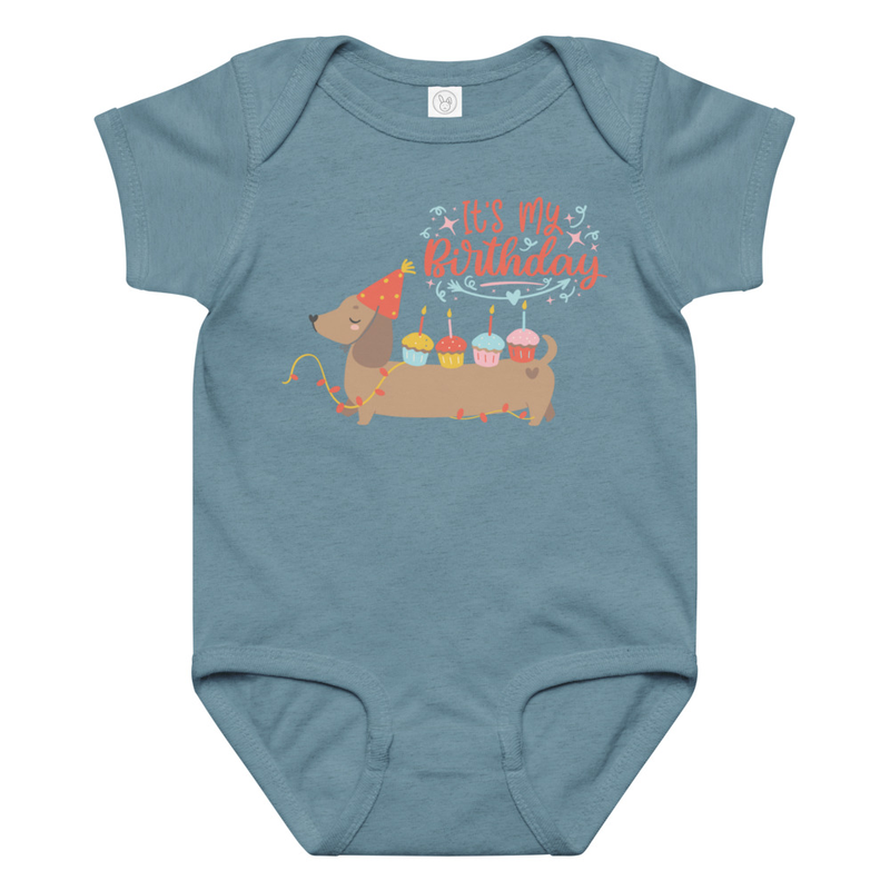 Birthday Weiner Dog Baby Bodysuit