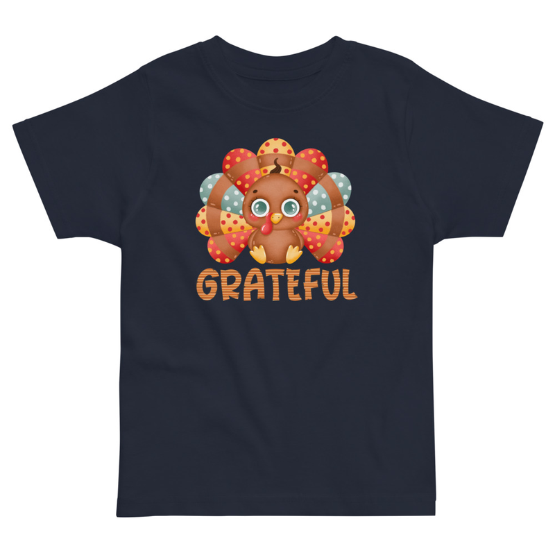 Thanksgiving Grateful Cute Turkey Toddler Tee