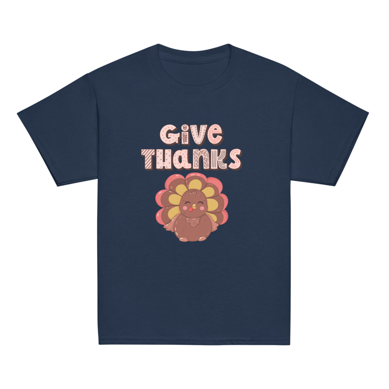 Thanksgiving Give Thanks Cute Turkey Youth Tee