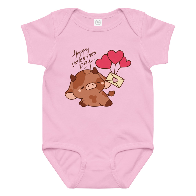 Valentine's Cow with Love Letter Baby Bodysuit