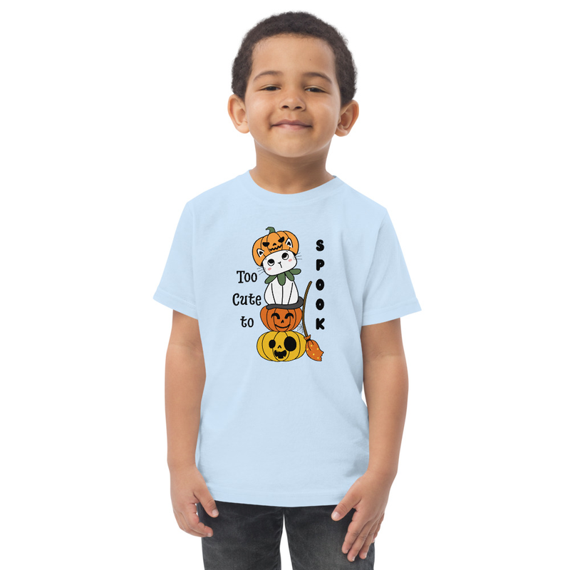 Halloween Too Cute to Spook Cat with Pumpkins Toddler Tee