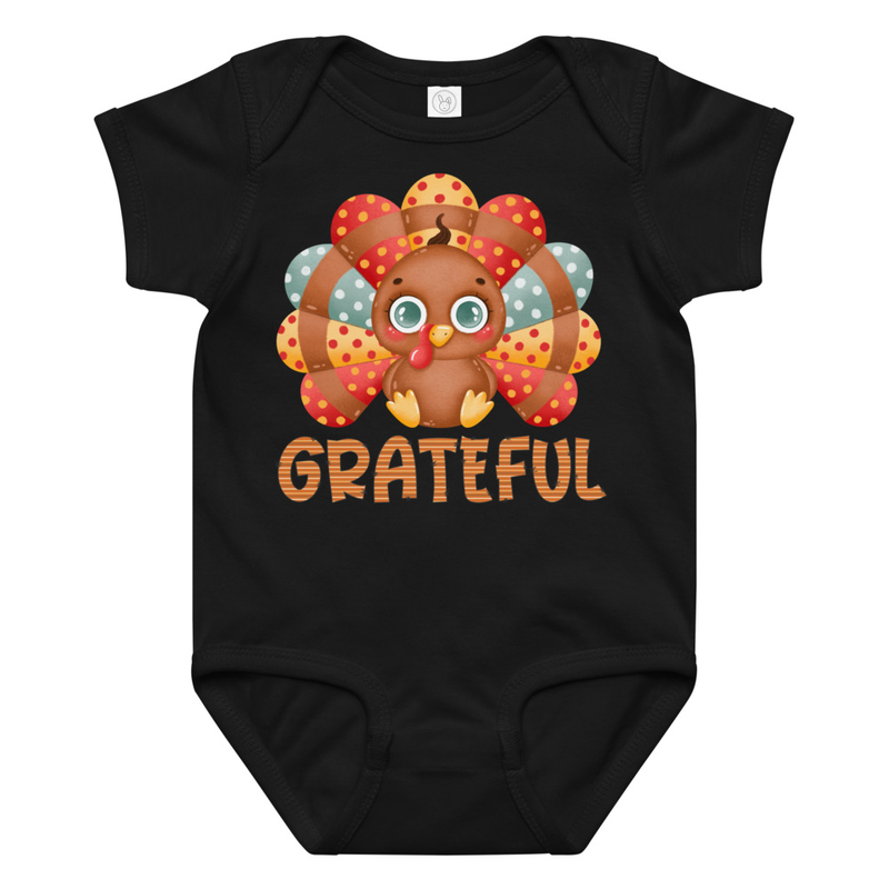 Thanksgiving Grateful Cute Turkey Baby Bodysuit