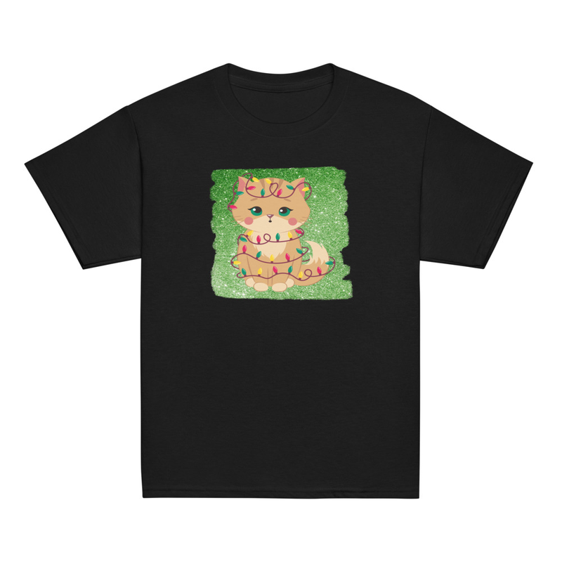 Christmas Kitten in Tangled Lights Youth Tee