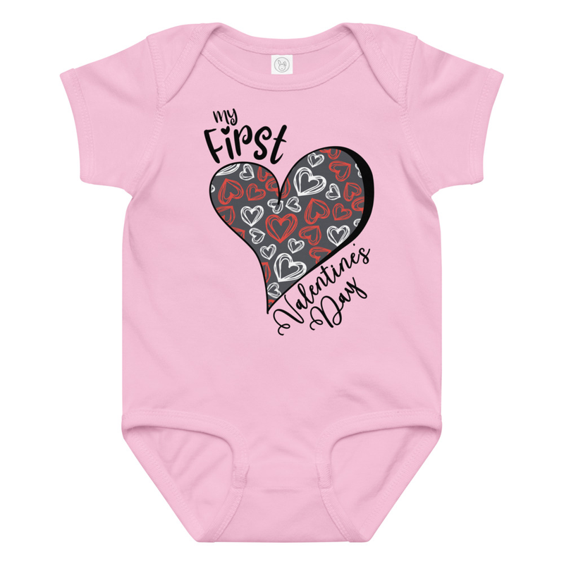 My First Valentine's Day Heart Baby Bodysuit