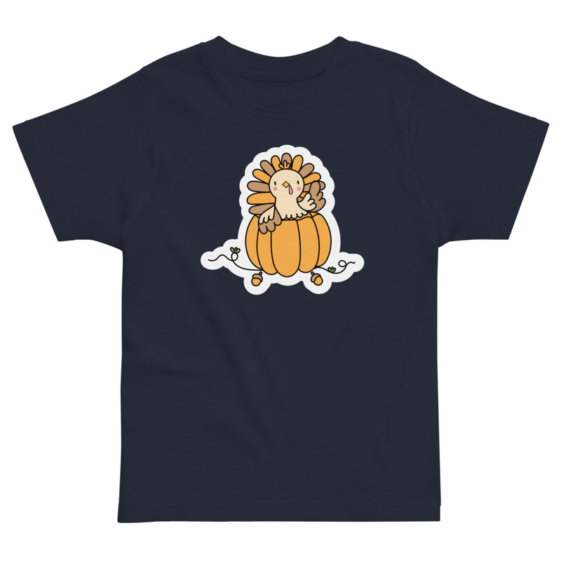 Thanksgiving Turkey in a Pumpkin Toddler Tee