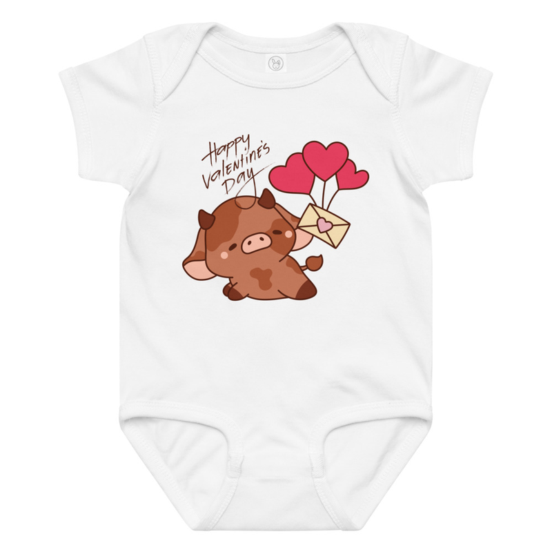 Valentine's Cow with Love Letter Baby Bodysuit