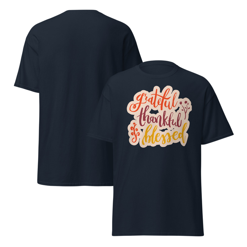 Thanksgiving Grateful Thankful Blessed Adult Unisex Tee