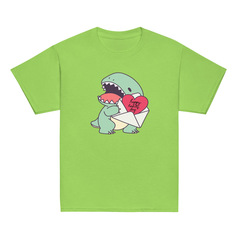 Valentine's Dino Happy Hearts Day Youth Tee